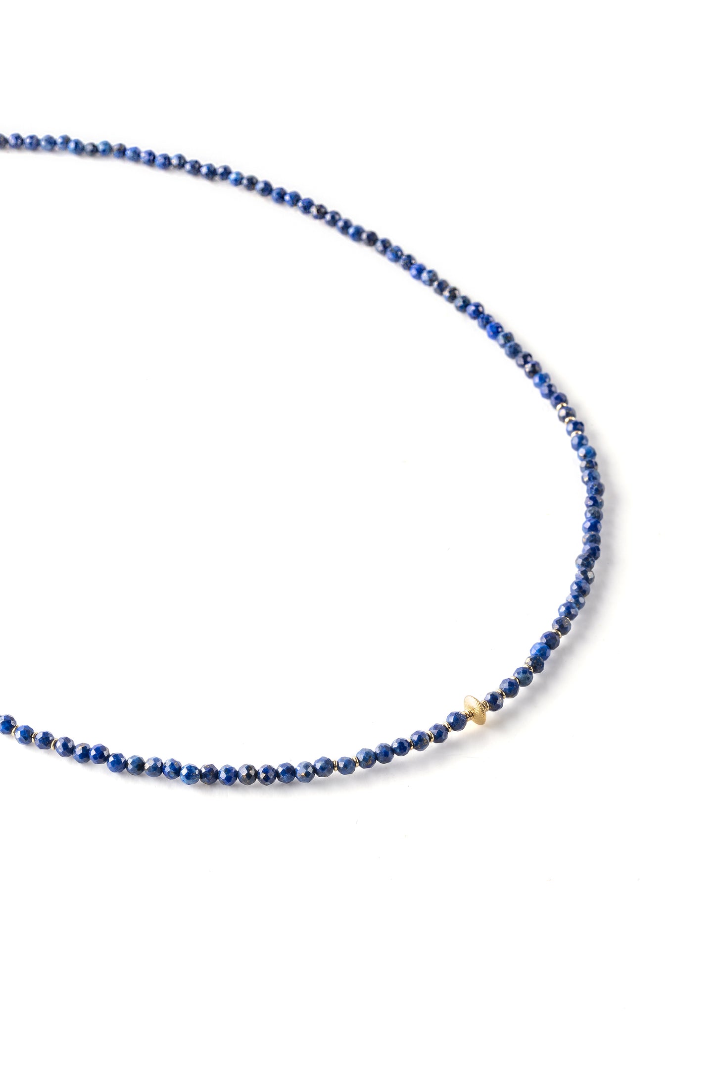 Gold 14K necklace with lapis lazouli and gold elements