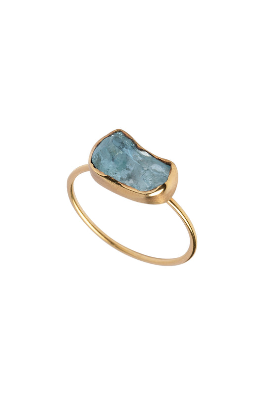 Gold 14K ring with aqua marin